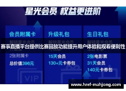 赛事直播平台提供比赛回放功能提升用户体验和观看便利性