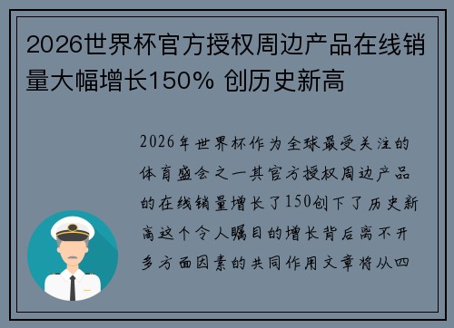 2026世界杯官方授权周边产品在线销量大幅增长150% 创历史新高 2026世界杯官方授权周边产品在线销量大幅增长150% 创历史新高